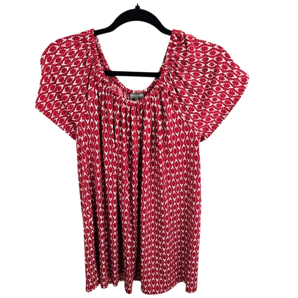 Vince Camuto Burgundy Patterned Women's Top